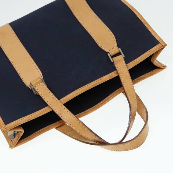 BURBERRY Nova Check Blue Label Hand Bag Canvas Navy Beige Auth ti2002 - Picture 6 of 16